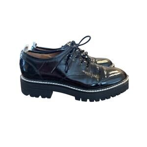 ⭐️ Women’s Franco Sarto Black Patent Leather Platform Derby Shoes Size 10 Preppy